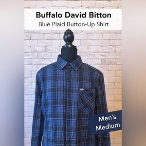Buffalo David Bitton Blue Plaid Button-Up Shirt Men’s Medium